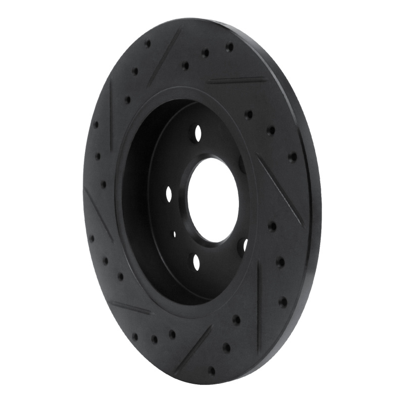 Audi A4 Brake Rotor (1) - Rear Right - R1 Concepts - Drilled & Slotted - Black - `00-`09